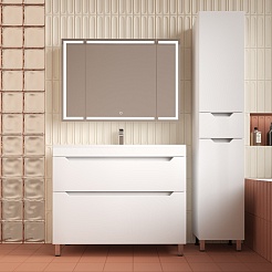 Style Line Тумба под раковину Остин 100 белая матовая – фотография-7